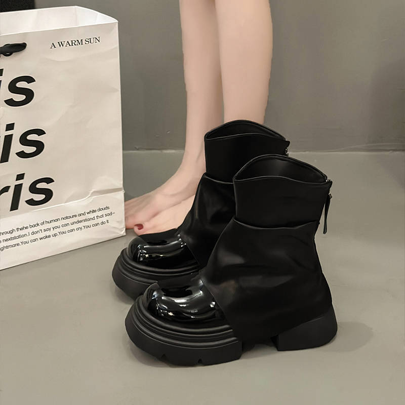 Petite Thick-Soled Height-Increasing Retro Booties British Style Short Boots 2025 New Autumn White Martin Boots for Women