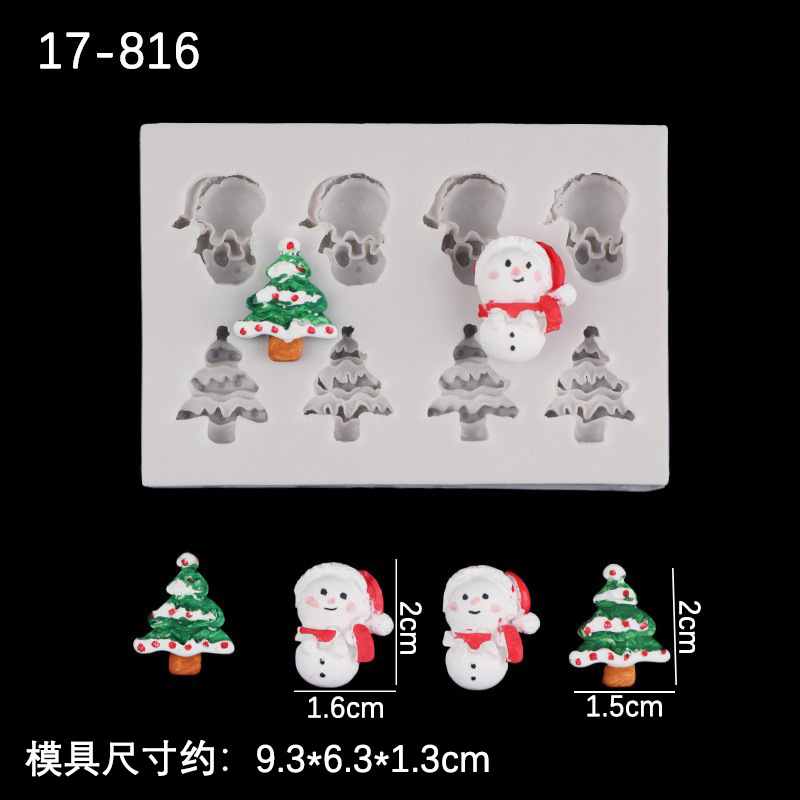 Navidad serie muñeco de nieve árbol de Navidad de dibujos animados accesorios molde de silicona de resina epoxi fondant decoración de chocolate para hornear