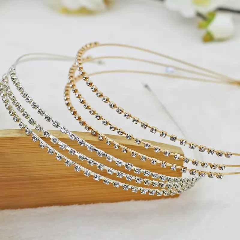 韩版发箍法式超仙发饰金属水钻蝴蝶发卡细边简约偶发饰品头箍批发