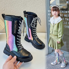 Children's Boot 2024 Autumn/Winter New Arrival Tall Boots for Girls Single Rainbow Martin Boots Multicolor Long Boots