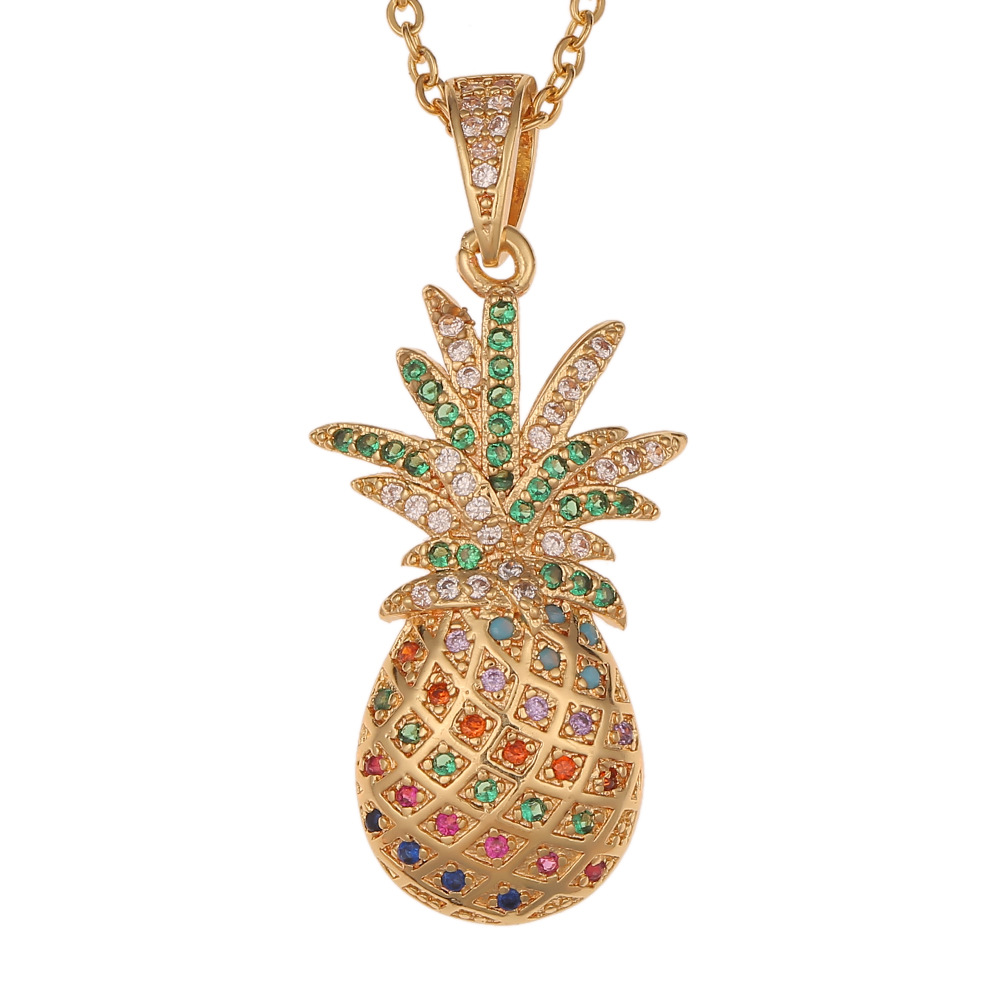 Hongxi Geometric Gold Inlaid Zircon European And American Style New Necklace Pineapple Leopard Hip Hop Pendant Accessories For Women display picture 6