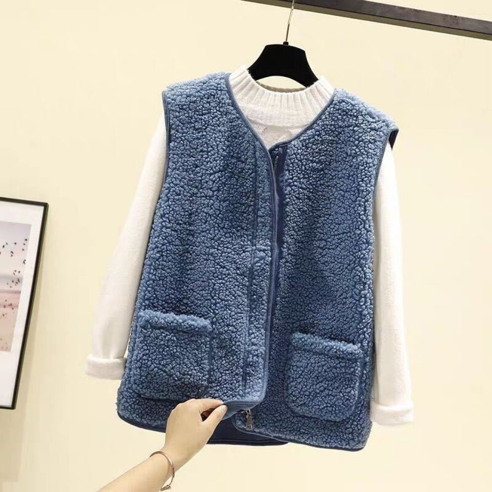 Chaleco de las mujeres nuevo Estilo Chaleco de piel bereber polar estilo coreano Otoño e Invierno versátil chaleco image 12
