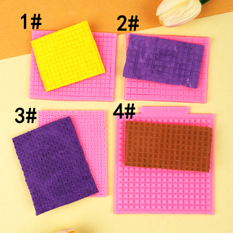 Galleta galleta Plaid tejido encaje pad taza fondant silicona molde pastel rayas lana textura pad