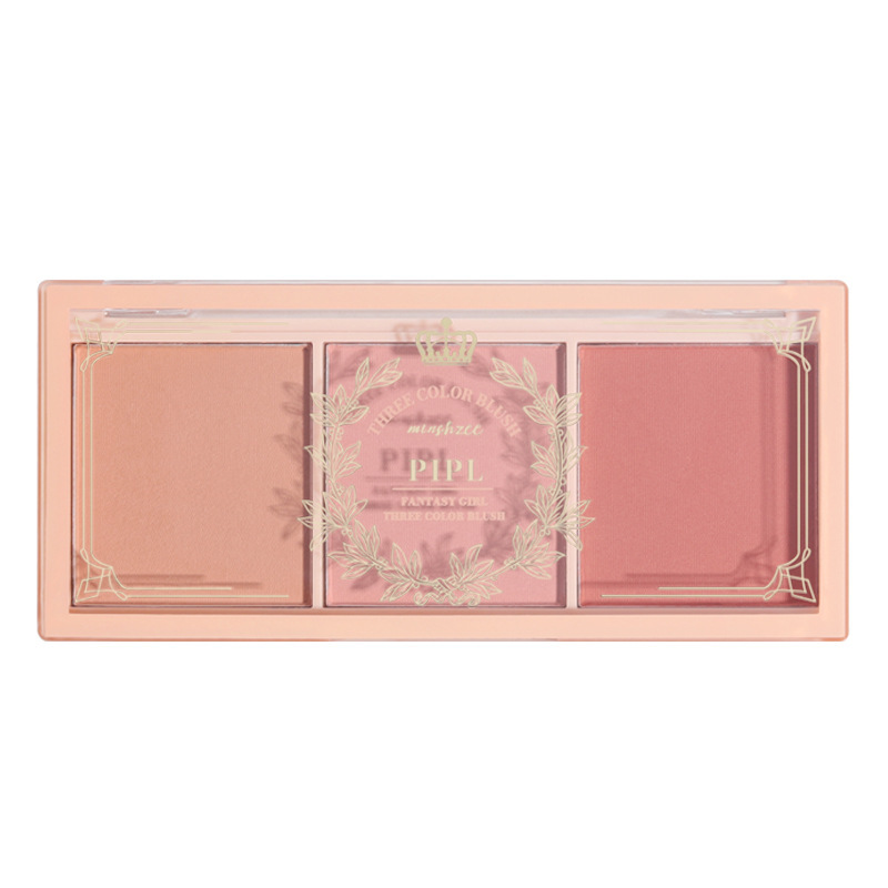 PIPL Dream Girl Tri color blush red plate nude makeup matte milk tea orange makeup holding rouge powder blusher blush purple cross-border