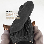 灰色针织糯米裤子女春秋慵懒风遛弯阔腿裤直筒宽松休闲垂感拖地裤