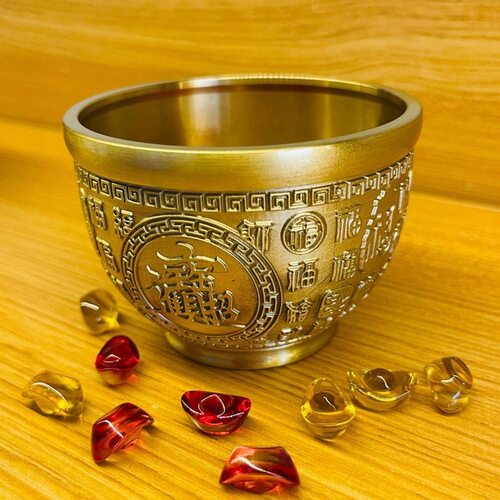 Brass Baifu Cylinder Brass Rice Cylinder Treasure Bowl Rice Cylinder Lucky Cylinder Desktop Small Copper Ornaments Ashtray Copper Cylinder Wholesale