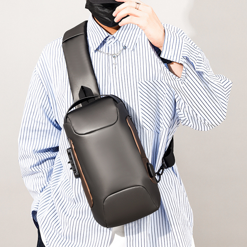 Cross-border men's motorcycle bag shoulder bag nylon casual crossbody bag unisex chest bag USB charging sports bag