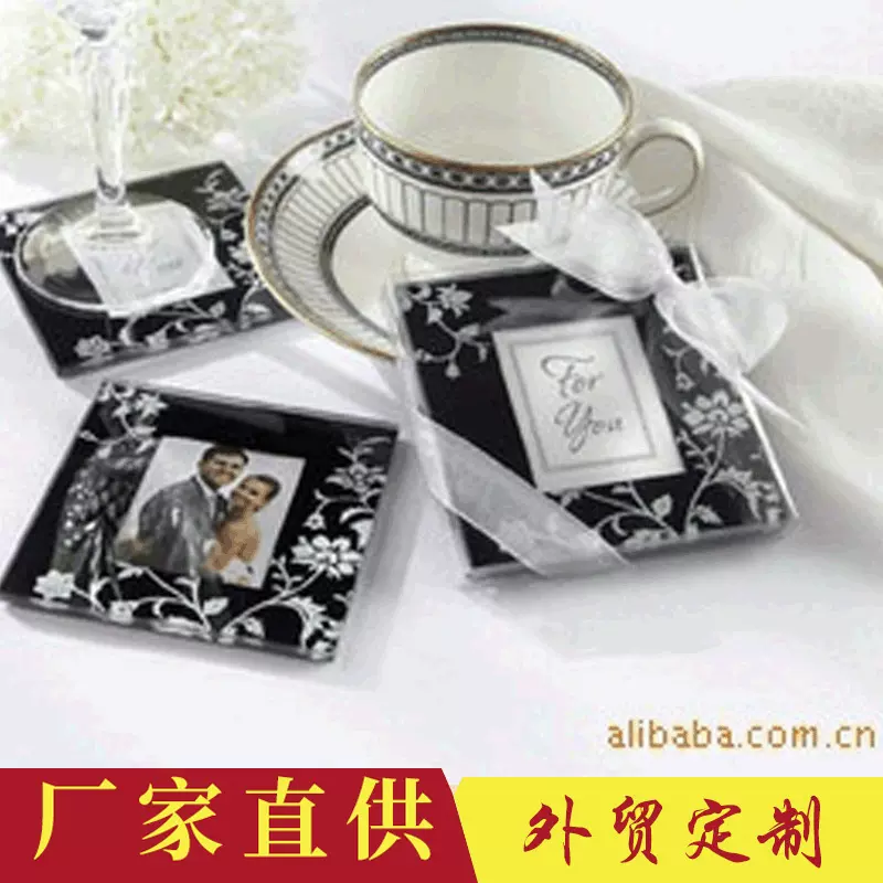 厂家直供欧式婚庆结婚回礼创意广告节日活动小礼品黑色牵牛花杯垫