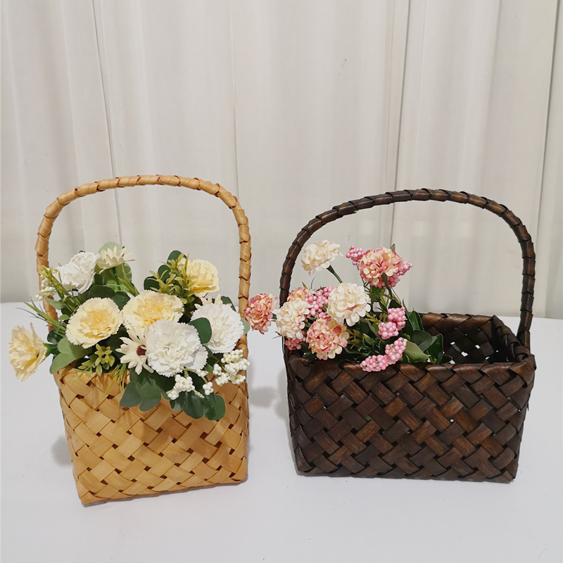 Manufactor Chips weave Souvenir  Flower basket a living room desktop flower Dried flowers Flower art Basket Handbaskets