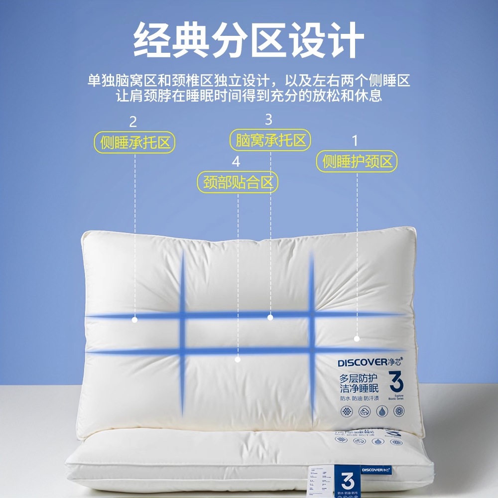 Impermeable y no colapsado, protección de la columna cervical, almohada para dormir, núcleo de almohada, traje de un par para el hogar para adultos, dormitorio para hombres, ajuste alto