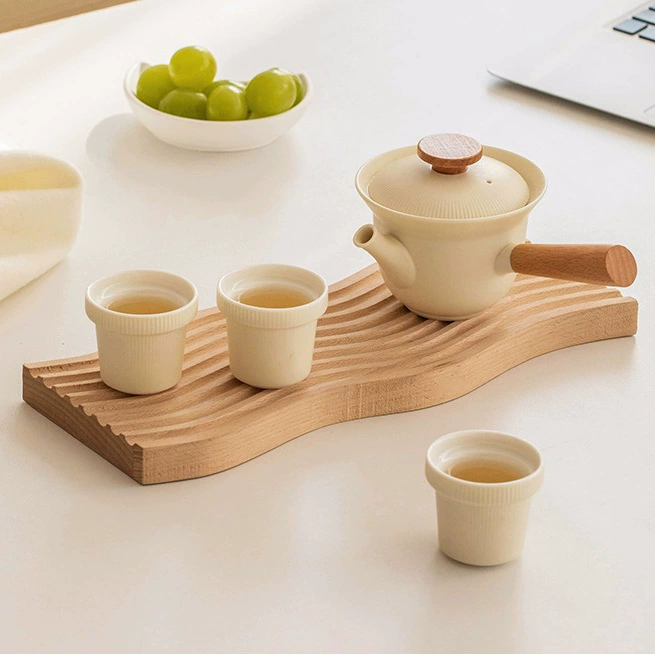 Cream ceramic tea set, afternoon tea for home use, teapot, creative tea cup, gift box, light luxury style
