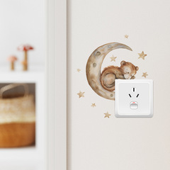 New fun-kg67 cartoon goodnight monkey switch sticker for children's bedroom home decoration wall sticker wholesale