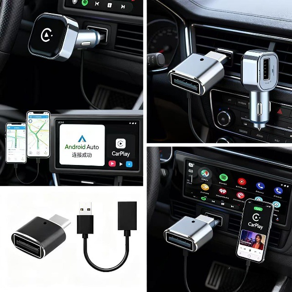 Foreign Trade Vehicle-Mounted Connectivity Module, Wired Upgrade to Wireless Carplay, Dual-System Car Device Compatibility for Android and Apple