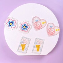 韩国亚克力板材冰淇凌花朵 彩色浮雕印刷耳环配件可爱耳环吊坠