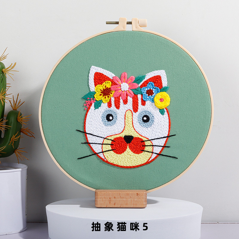 Nuevo original DIY bordado hecho a mano paquete de material abstracto europeo gato animal costura traje fábrica para inglés