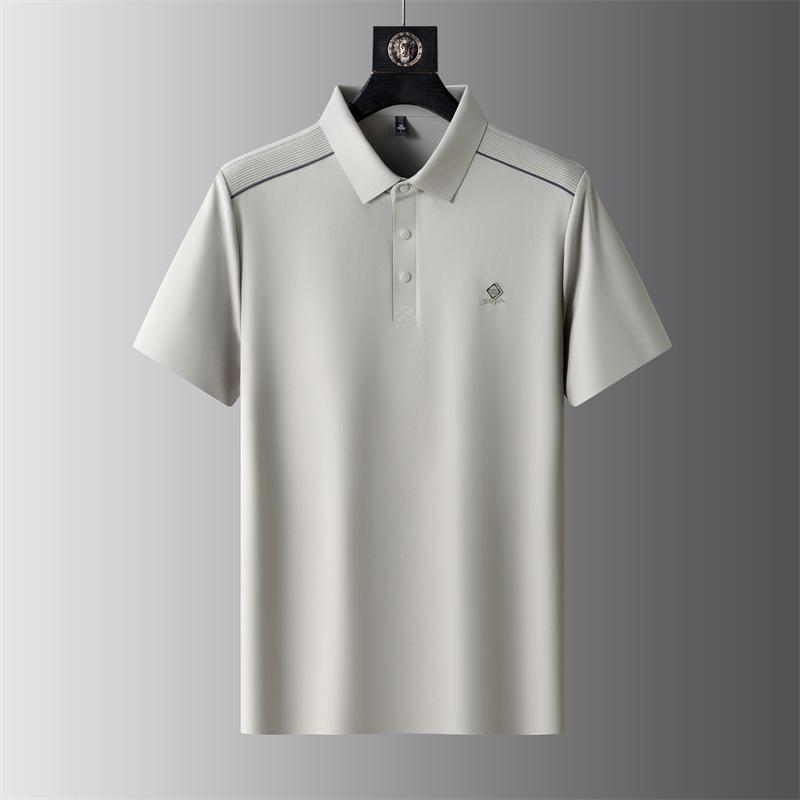 夏の新作若者と中年男性のTシャツルーズ半袖Tシャツビジネスラペルカジュアルトップ白Tシャツ|undefined