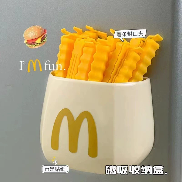 White [free sticker] + French fries clip (opp)