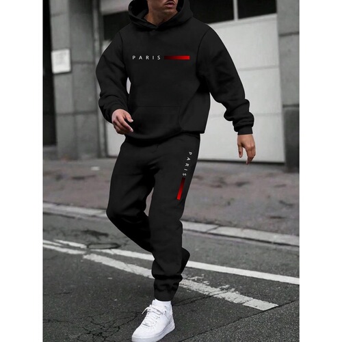 Cross-border European and American foreign trade New women's clothing fashionable casual loose hooded hooded sweater set printed medium women's large size
