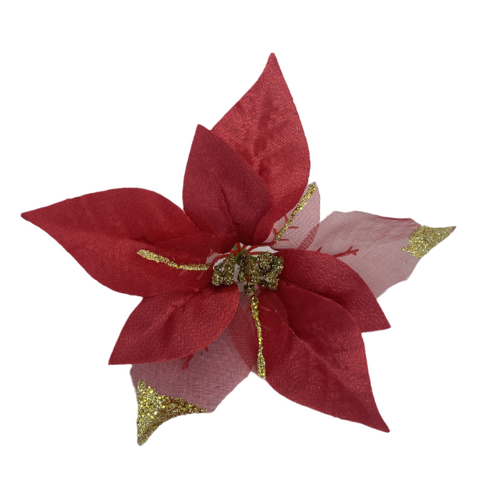 Decoración de flores de Navidad de imitación de flores accesorios de polvo de oro decoración de tela de tres capas con estampado de oro decoración brillante de ensueño image 5