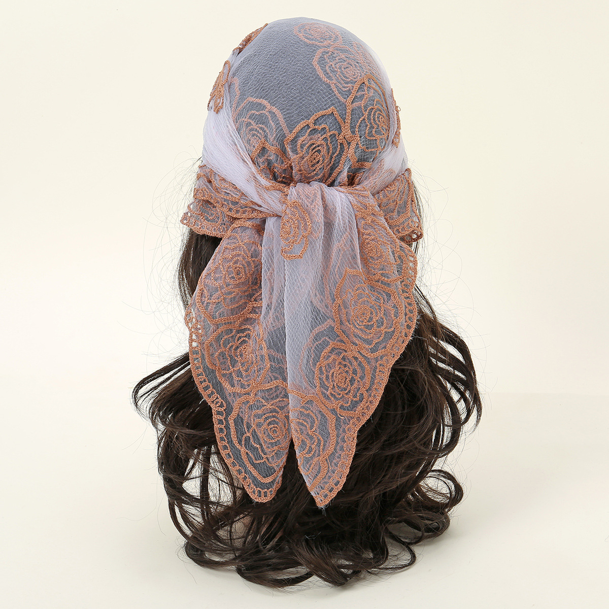 Embroidered Polyester Square Scarf For Women Versatile Silk Style_voghion.com