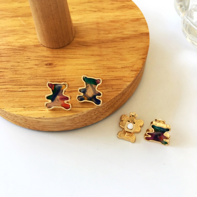 Fun Cartoon Cute Bear Dripping Earrings display picture 12