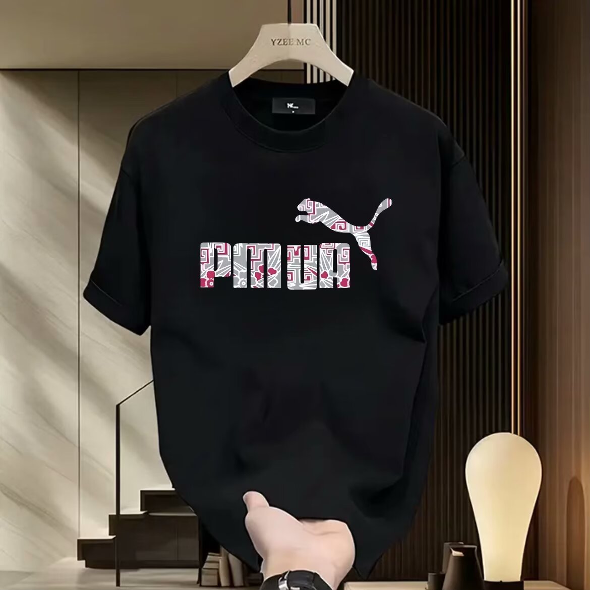 레오파드 블랙 반소매