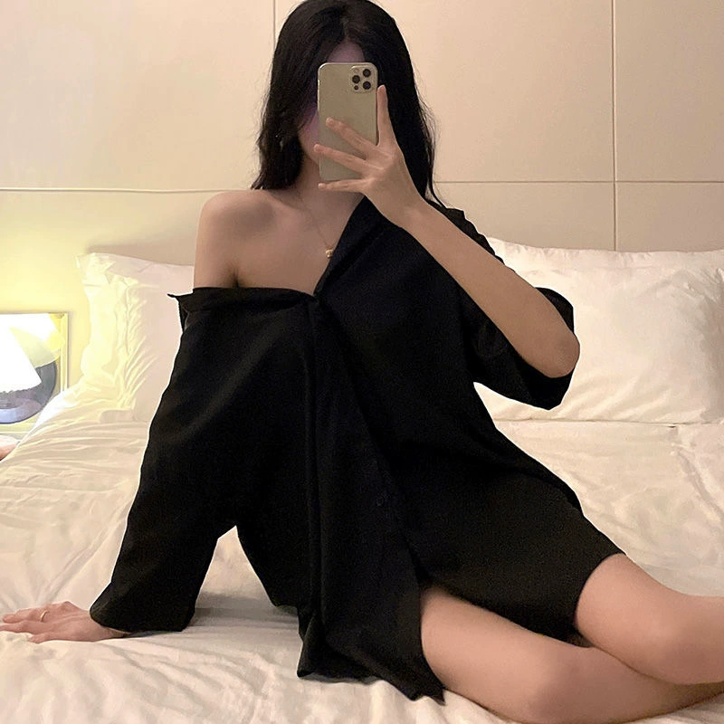 Легкий летний sexy модный пижама, рубашка, оверсайз