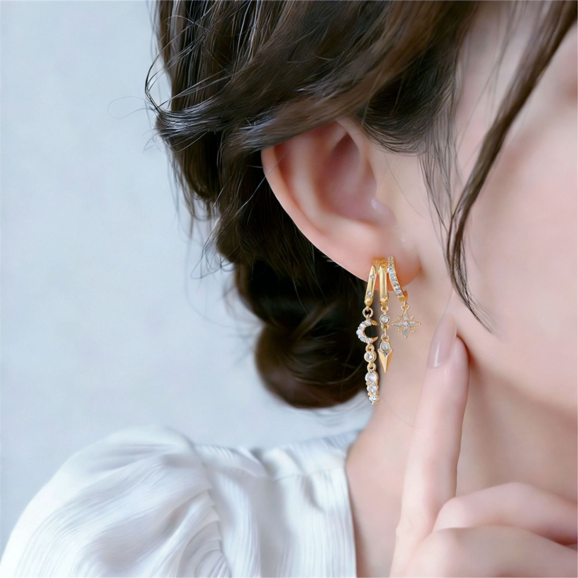 fashionable creative design earrings with zircon