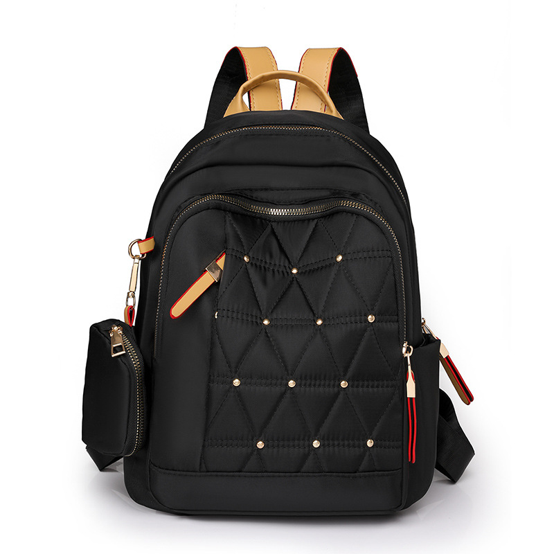 2024 nueva mochila de color de contraste para mujer de moda Lingge ocio de gran capacidad al aire libre mochila de viaje ligera al por mayor