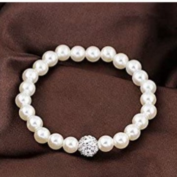 跨境亚马逊爆款仿珍珠手链 串珠水钻球 女士优雅饰品手串