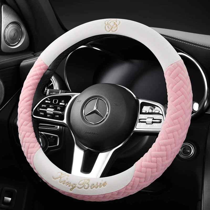 Осенний и зимний новый автомобильный чехол для рулевого колеса теплый дамы милый пушистый кашемировый чехол для нескользящей машины