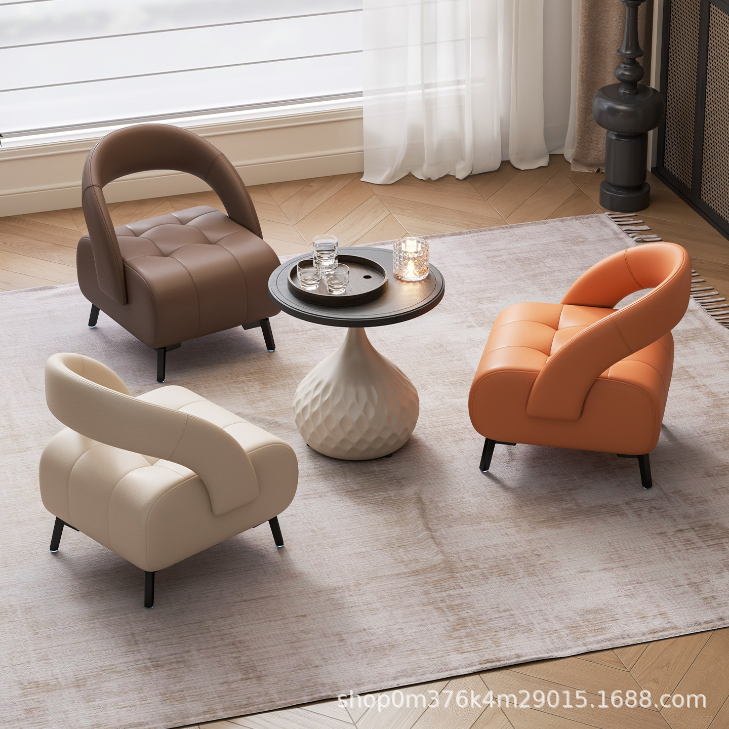 Genuine Leather Living Room Home-Use High-End Backrest Small Chair Light Luxury Low Stool Small Stool Small Bench Sofa Stool Shoe-Changing Stool