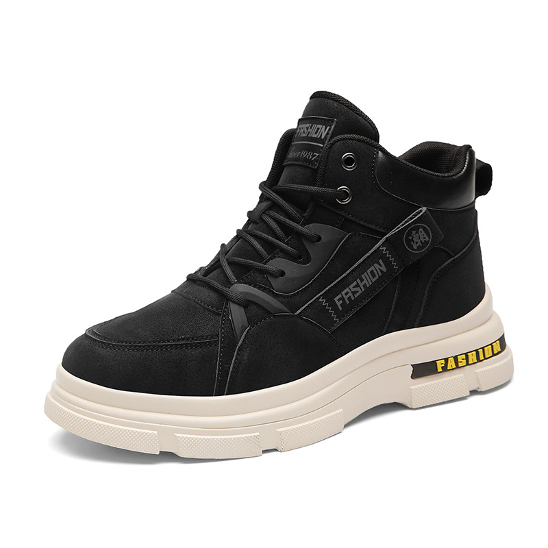 Otoño e invierno nuevos hombres de suela gruesa alta Martin botas casuales de cuero retro botas cortas ropa de trabajo en vivo botas de hombre al aire libre