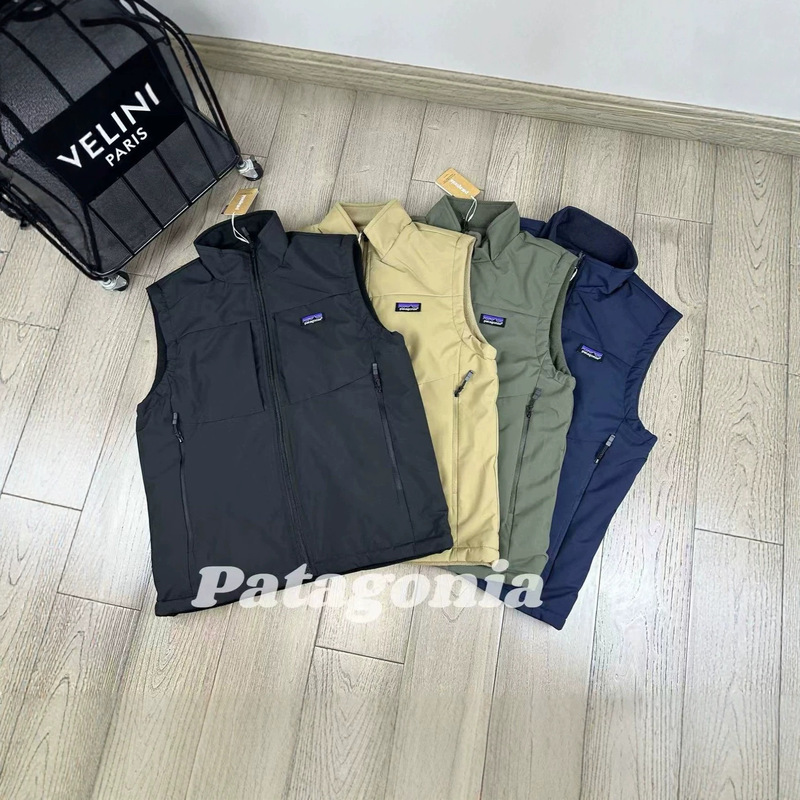 Pata Autumn Outdoor Men's Stand-Collar Sleeveless Vest, Double-Sided Fleece Warm Vest