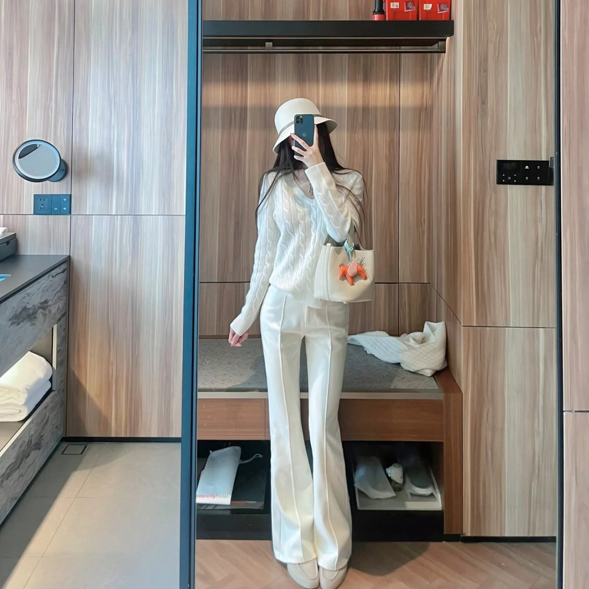 Manhattan/650G Ultra-Thick Giant Slimming Black High-Waisted Casual Pants Petite Flared Pants