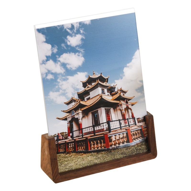 国境を越えた実木u型フォトフレーム6インチ7インチ8インチのクリエイティブシンプルな胡桃木ケヤキのアクリルフォトフレームがカスタマイズされています