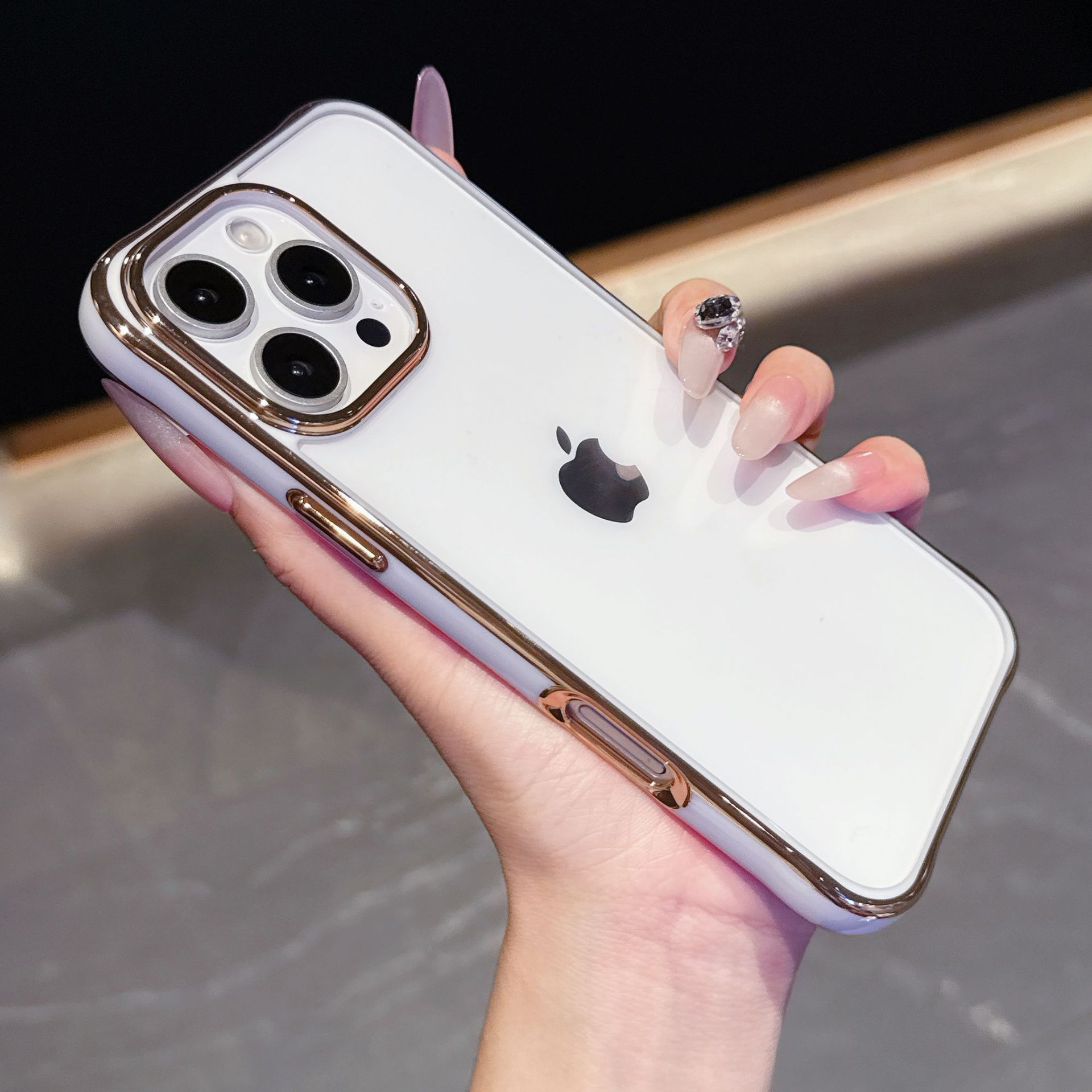 Acrílico transparente galvanizado de dos colores para Apple iphone 17 caso de teléfono 16 cuatro esquinas 15 cubierta 14