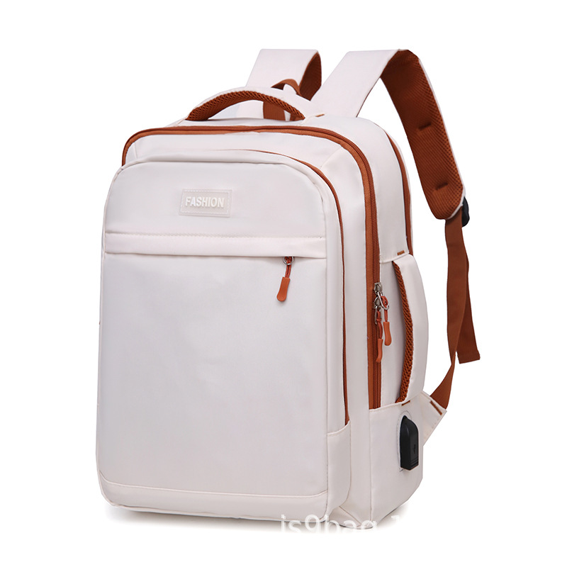 Mochila de negocios para hombres usb diseño mochila de gran capacidad ocio bolso de computadora de color sólido bolso de negocios ocio