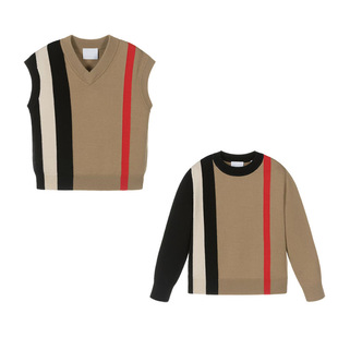 Academy Style Children's Knitted Vest V-Neck Inner Wearing Outer Wearing Spring, Autumn and Winter Wool Blended Long Sleeve Pullover for Boys and Girls