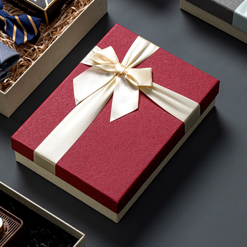 Spot bow gift box high-grade heaven and earth cover gift box for boys birthday shirt packaging box manufacturers wholesale