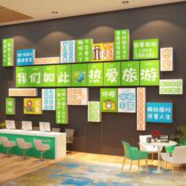 网红旅行社墙面装饰画门店背景形象公司办公室氛围布置企业文化贴