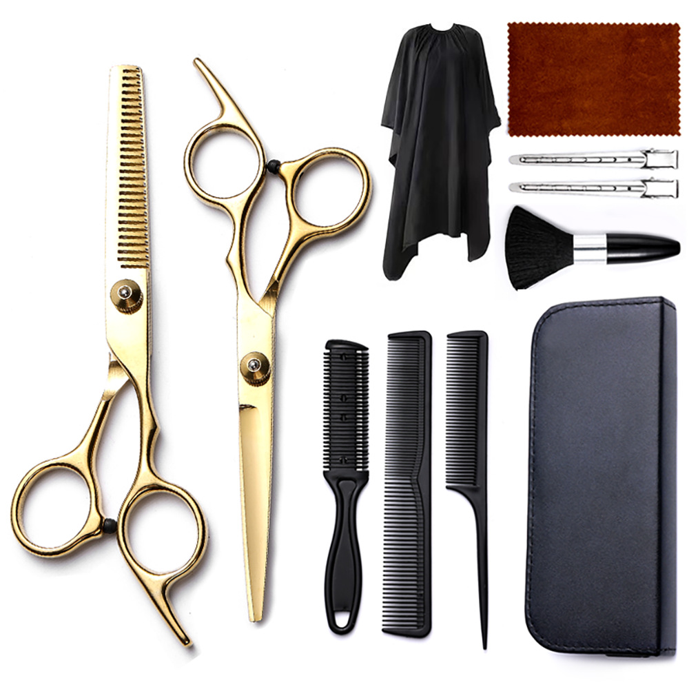 Corte de pelo tijeras transfronterizas amazonas color tijeras de dientes planas cortadas delgadas frange tijeras divisorias fábrica de tijeras al por mayor set de tijeras de peluquería