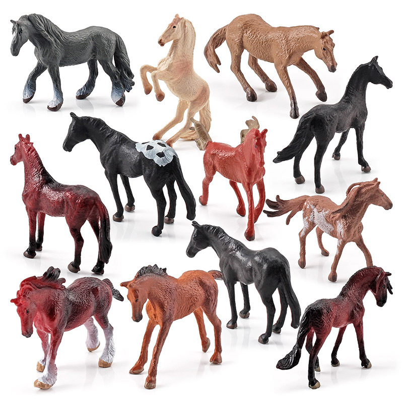 亚马逊仿真动物模型公马母马迷你12款世界名马动物装饰精品摆件