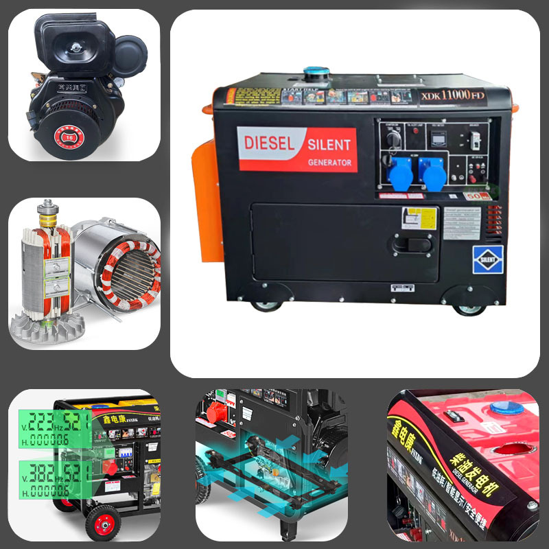 Generador silencioso diesel 10KVA pequeño hogar at un solo cilindro 6 8KW kilovatios móviles trifásicos 380 AC