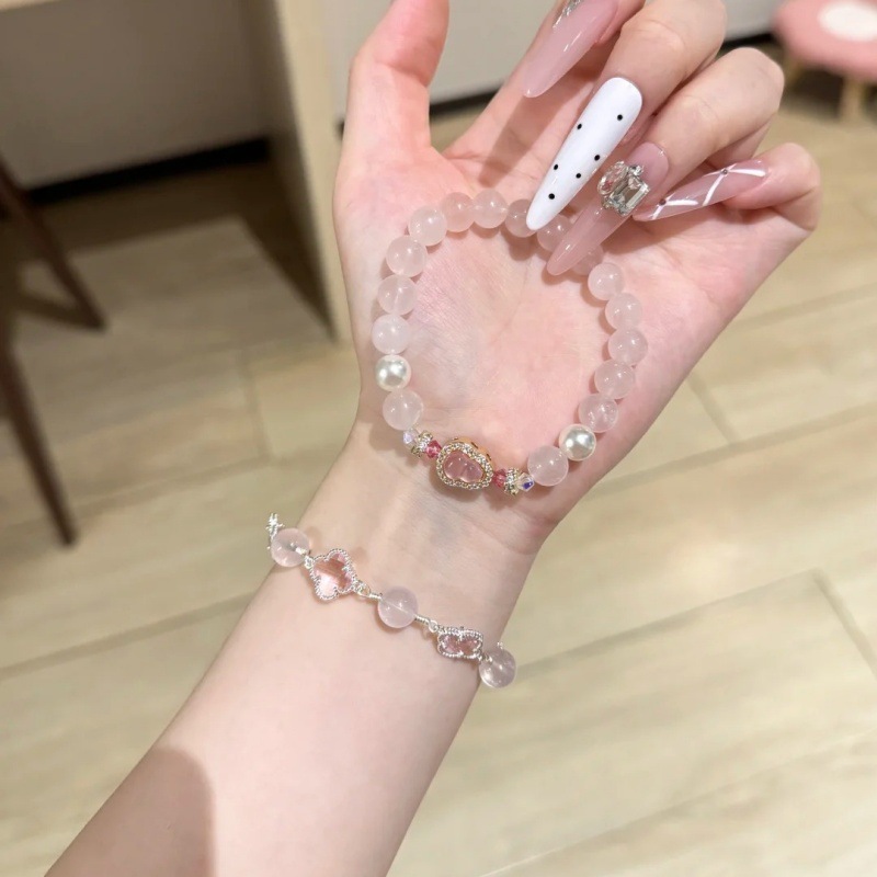 粉嫩少女心华子手链手串女天然粉水晶串珠葫芦招桃花抖音直播爆款|undefined