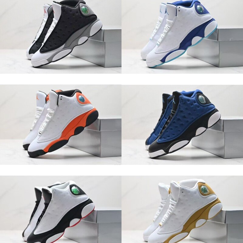 Putian pure original AJ13 Panda Navy Blue Obsidian Jordan 13 high-top men's and women's basketball shoes with air cushion cushioning sports shoes Putian pure original AJ13 Panda Navy Blue Obsidian Jordan 13 high-top men's and women's basketball shoes with air cushion cushioning sports shoes