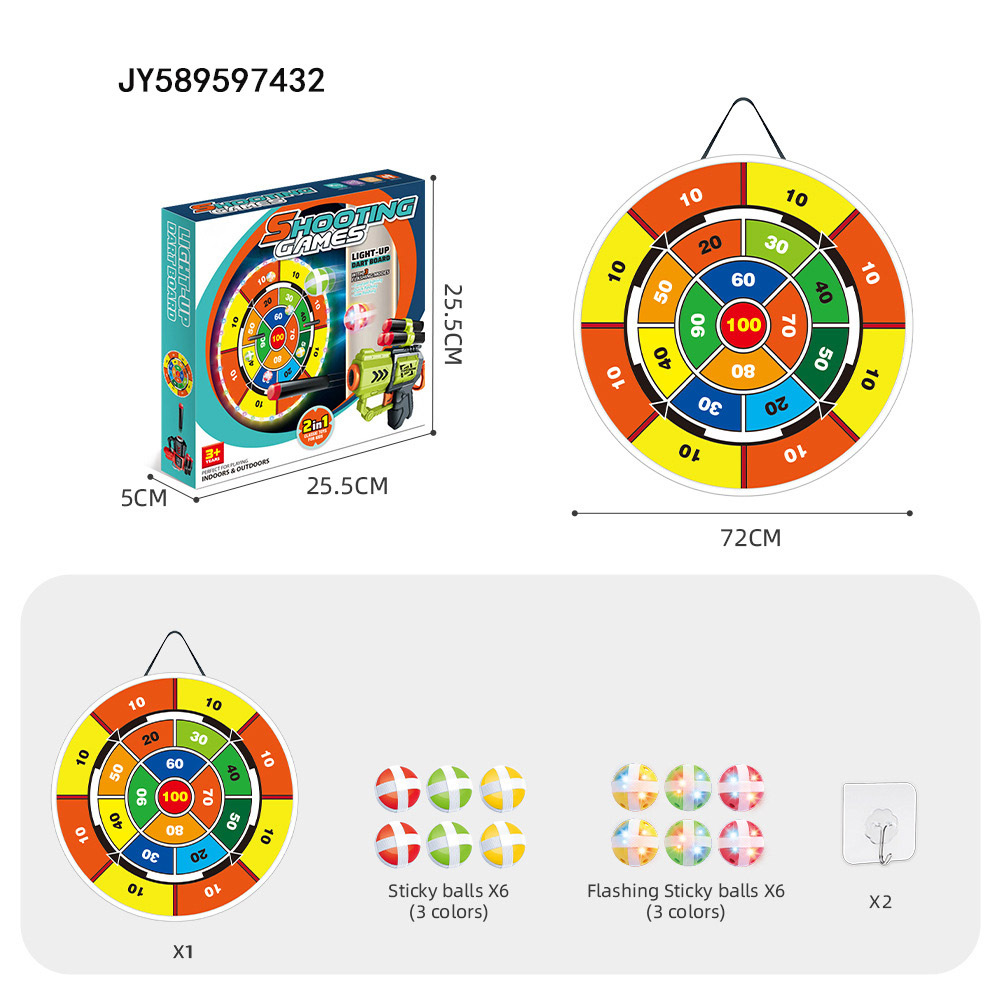 Transfronterizos niños lanzamiento de aluminio de doble cara iluminación redonda objetivo de aluminio de parpadeo parental-hijo interacción interior y exterior conjunto mayorista