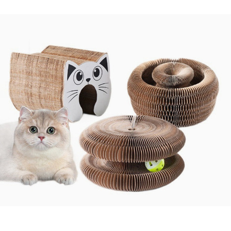 Órgano transfronterizo de venta caliente para gatos agarrar tablero para gatos juguetes con campana para gatos garras de molienda para gatos escalar estante de papel ondulado embalaje de cinta de succión