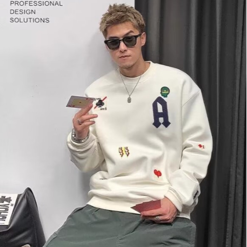 Maglione a maniche lunghe girocollo da uomo in edizione coreana autunnale Tendenza versatile Design della moda americana Sensazione stupida e_voghion.com