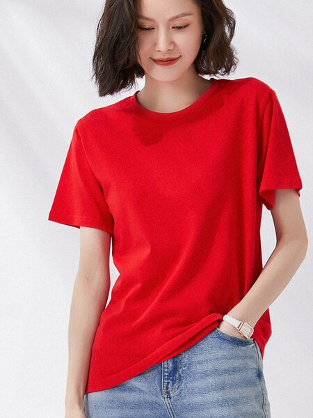 Cotton breathable summer short short sleeve T-shirt with a round…